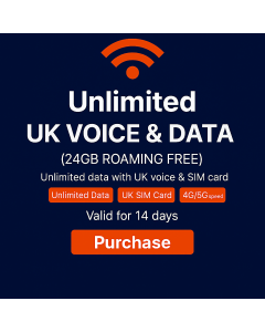 14-Day Unlimited Three Mobile UK and Roaming SIM Card  - Unlimited UK Calls and Texts