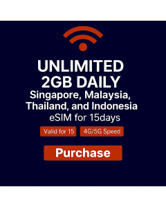 Thailand, Indonesia, Singapore and Malaysia 15-Day VoiceData eSIM (2GB Daily Unlimited + 20 mins)