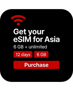 eSIM Asia 12-Day Data eSIM (6GB Unlimited)