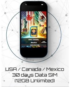 USA / Canada / Mexico 30 Days Data SIM (12GB Unlimited)