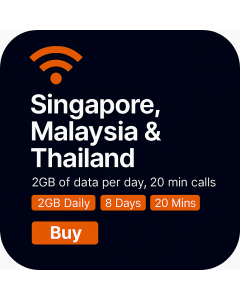 Singapore, Malaysia, Thailand 8-Day Voice/Data SIM(1GB daily Unlimited + 20 Minutes