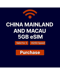 China Mainland & Macau 5 Day Data eSIM