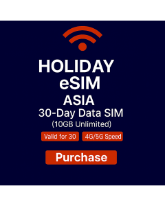Holiday eSIM Asia 30-Day Data eSIM (10GB Unlimited)
