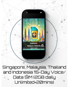 Holiday eSIM Singapore, Malaysia, Thailand, and Indonesia 15-Day Voice/Data eSIM (2GB Daily Unlimited + 20 mins)