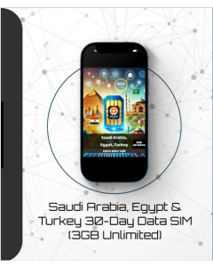 Saudi Arabia, Egypt and Turkey 30-Day Data SIM (3GB Unlimited)