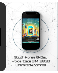South Korea 8-Day Voice/Data SIM (20GB Unlimited+20Mins)