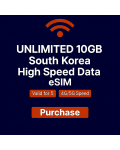 Unlimited 10GB South-Korea High Speed Data eSIM