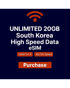 Unlimited 20GB South-Korea High Speed Data eSIM