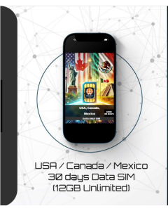 USA, Canada, Mexico 30 Days Data SIM (12GB Unlimited)