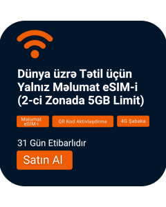 Dünya üzrə Tətil üçün Yalnız Məlumat eSIM-i (2-ci Zonada 5GB Limit)